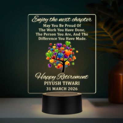 Personalized Retirement UV Print LED Lamp  Enjoy The Next Chapter   Acrylic Light